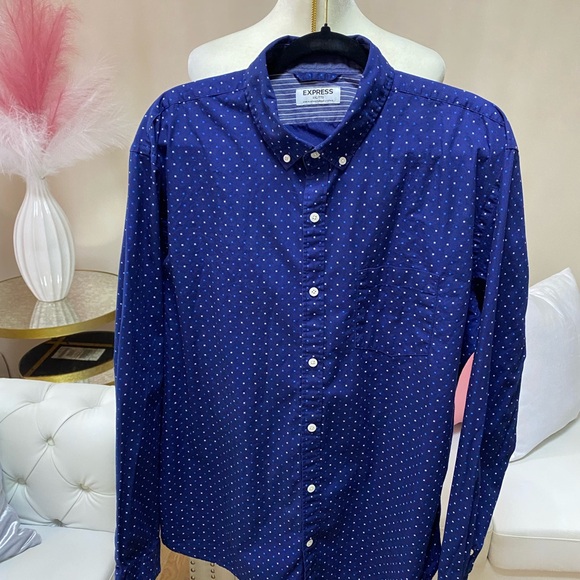 EXPRESS MEN’S NAVY BLUE SHIRT 👔 SIZE: XXL - Picture 3 of 7
